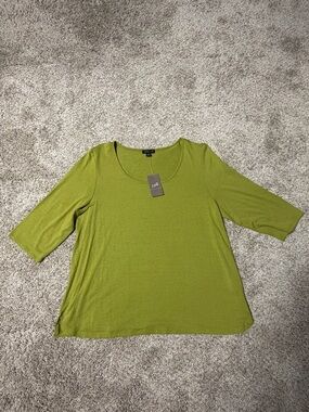 J. Jill Olive Green Scoop Neck 3/4 Sleeve Tunic